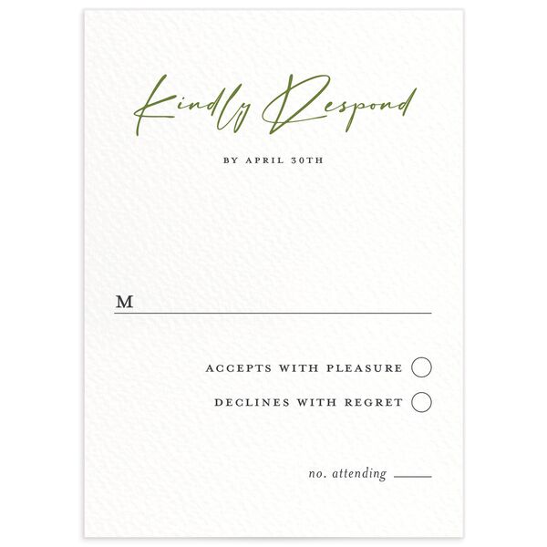 Romantic Setting Wedding Response Cards front in Green
