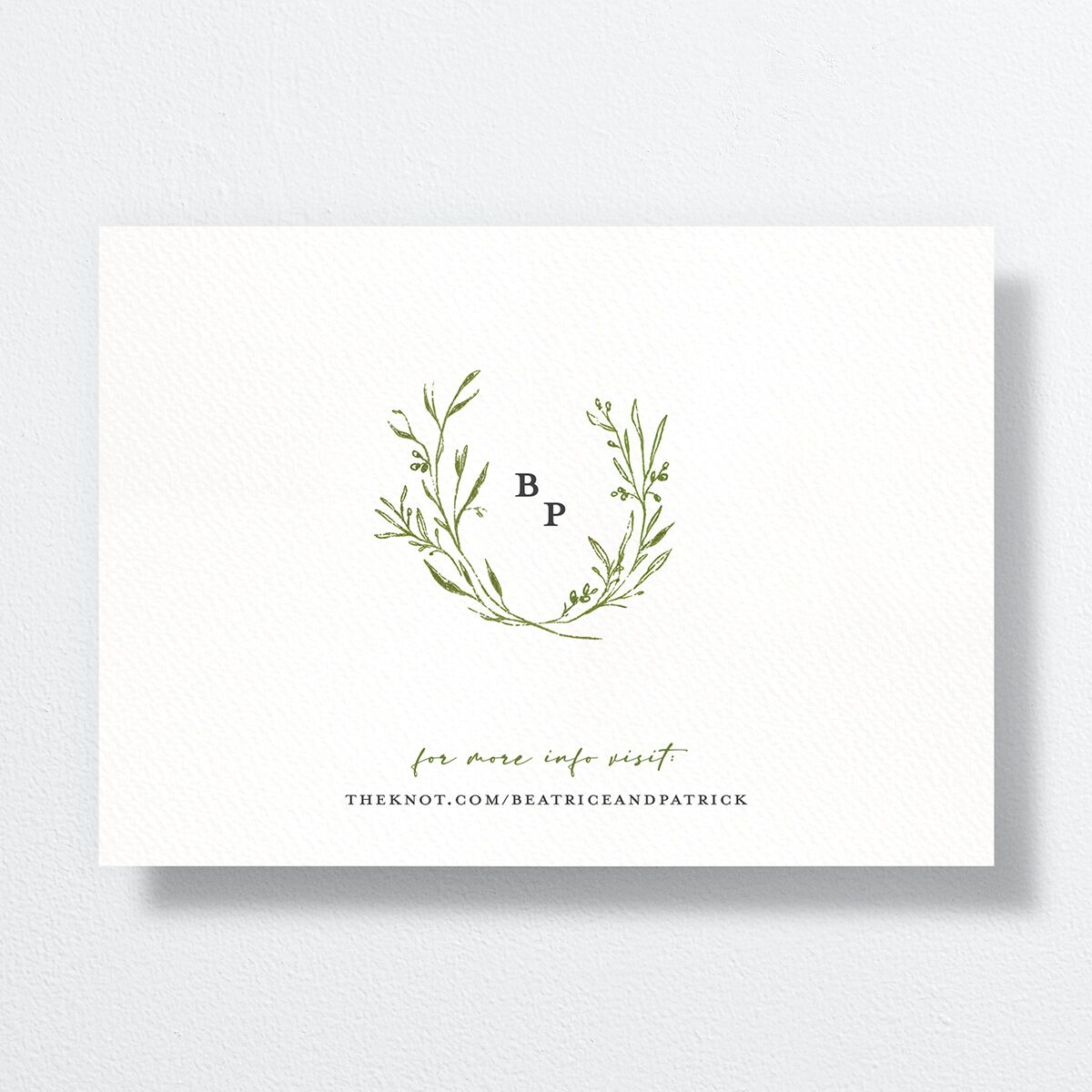 Romantic Setting Save The Date Cards back in Green