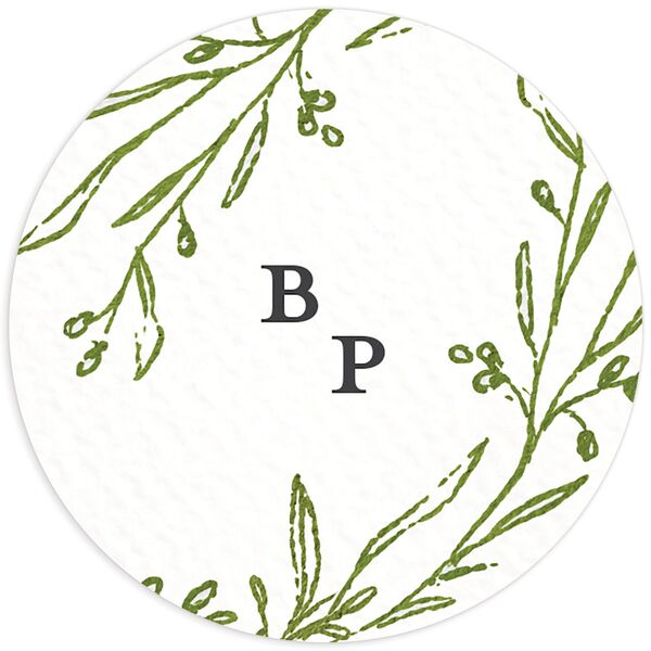 Romantic Setting Wedding Stickers front in Green