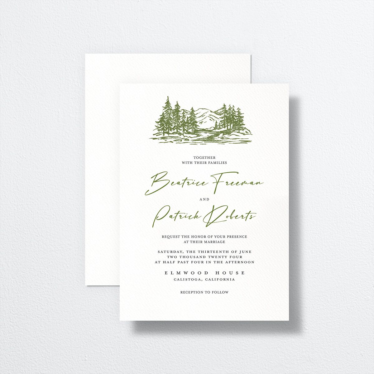 Romantic Setting Wedding Invitations front-and-back