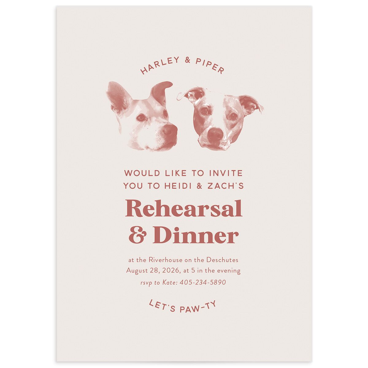Custom Pet Portrait Rehearsal Dinner Invitations