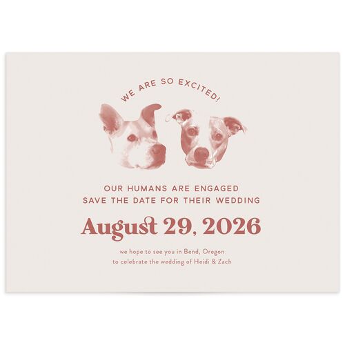 Custom Pet Portrait Save the Date Cards - Pink