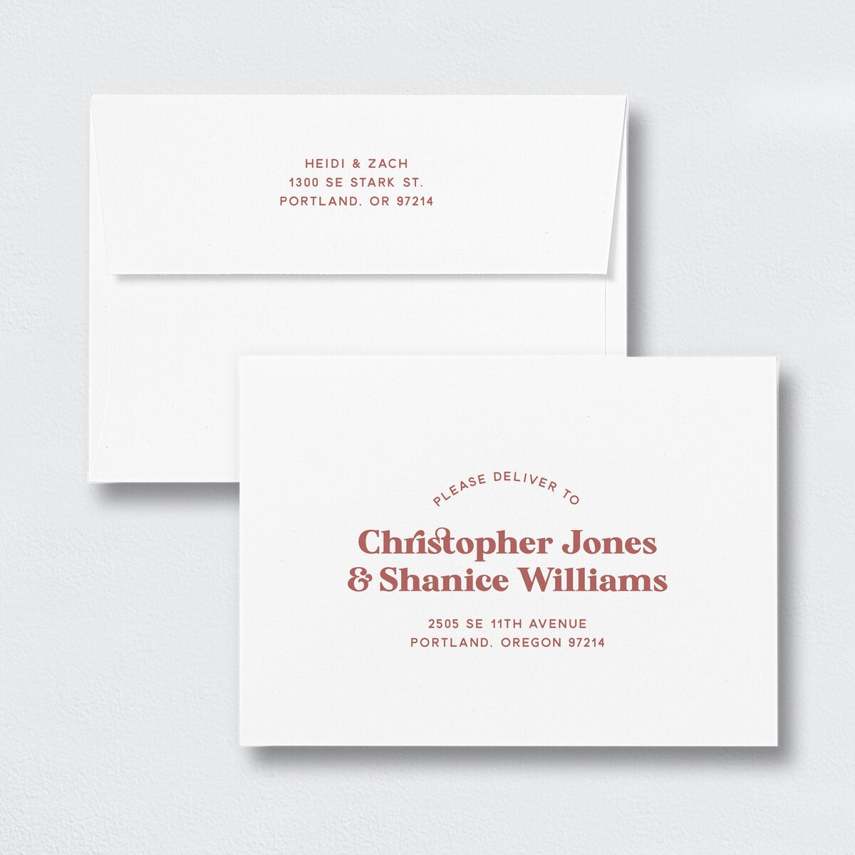 Custom Pet Portrait Save The Date Card Envelopes White Standard Desert Rose Both Recipient and Return Addresses