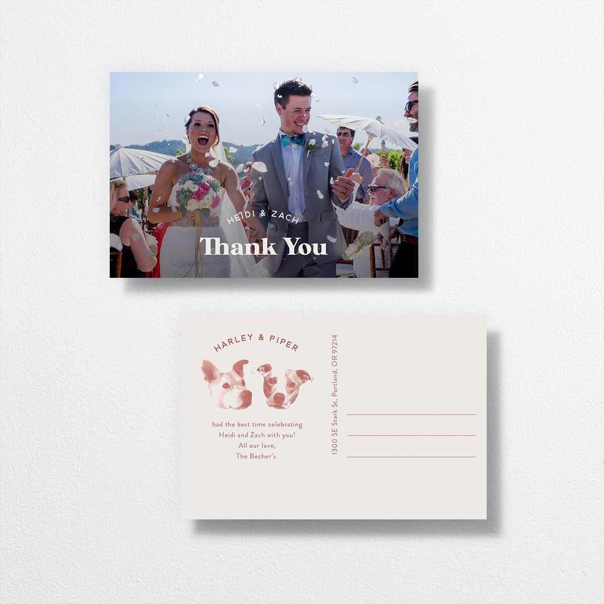 Custom Pet Portrait Thank You Postcards — view 1