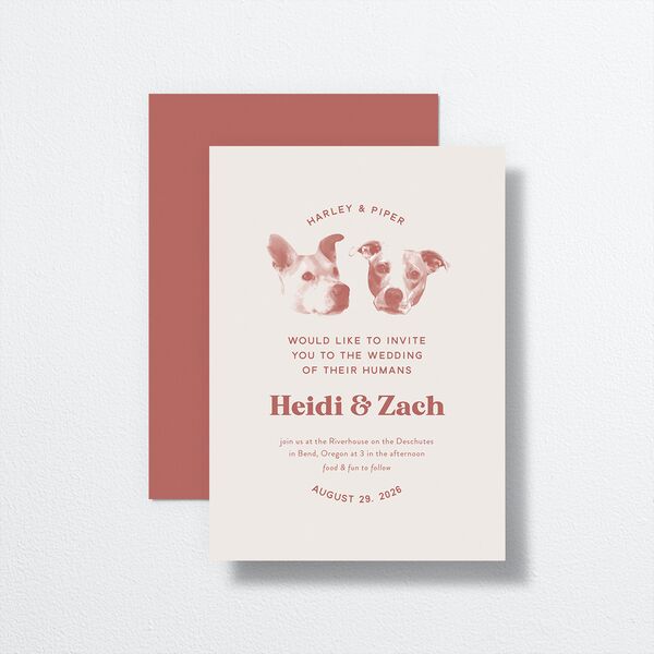 Custom Pet Portrait Wedding Invitations Desert Rose Signature
