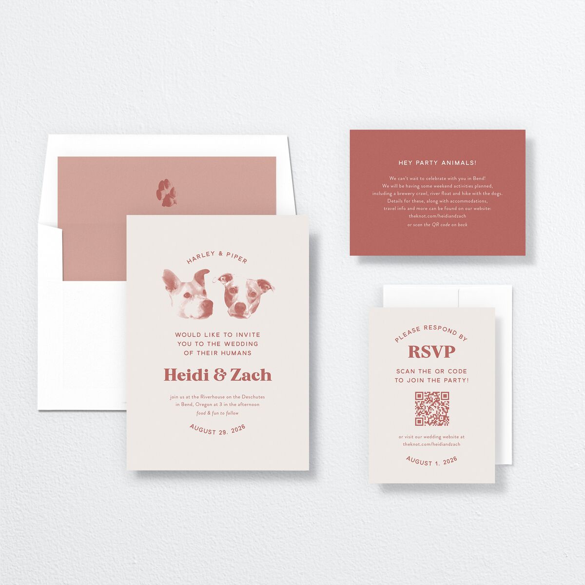 Custom Pet Portrait Wedding Invitations Desert Rose Signature