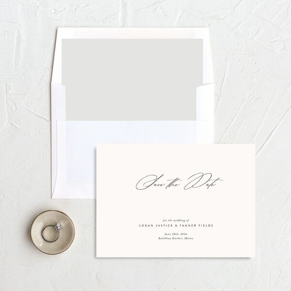 Romantic Minimal Save The Date Cards Snow Signature smooth No