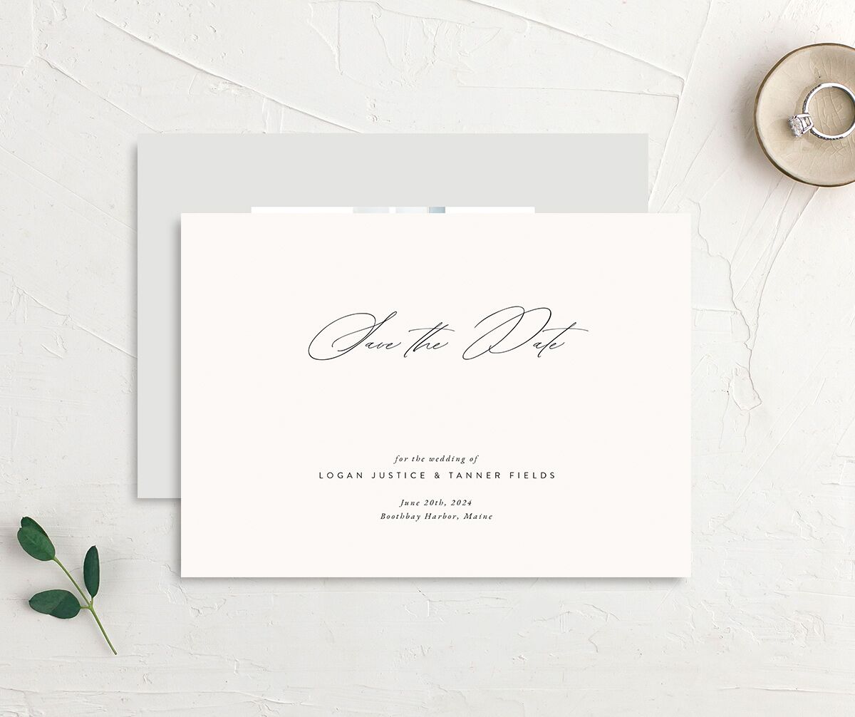 Romantic Minimal Save The Date Cards Snow Signature smooth No