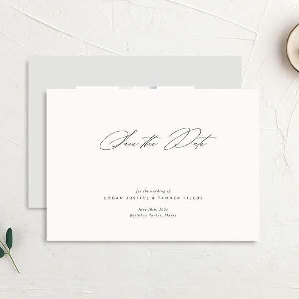 Romantic Minimal Save The Date Cards Snow Signature smooth No