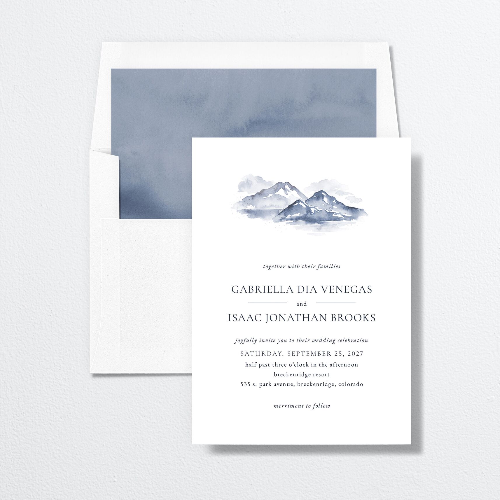 Watercolor Mountains Standard Envelope Liners envelope-and-liner in blue