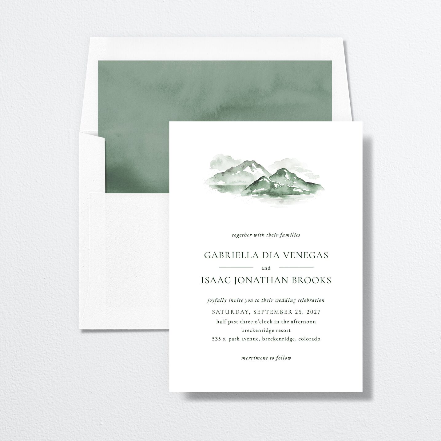 Watercolor Mountains Standard Envelope Liners envelope-and-liner in green