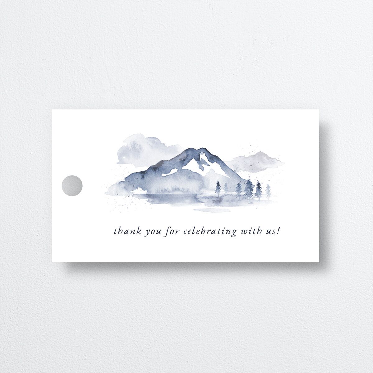 Watercolor Mountains Favor Gift Tags front in blue