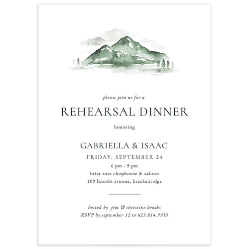 Watercolor Mountains Rehearsal Dinner Invitations - 