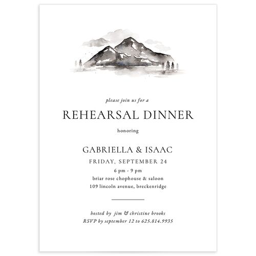 Watercolor Mountains Rehearsal Dinner Invitations Shadow Gray Signature smooth Blank