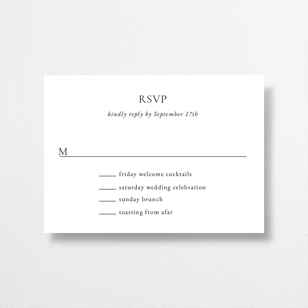Watercolor Mountains Wedding Response Cards front in green
