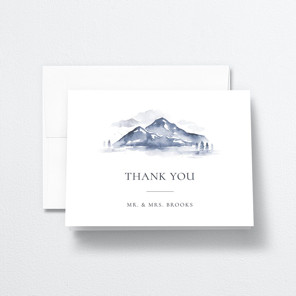Watercolor Mountains Thank You Cards Regency Blue