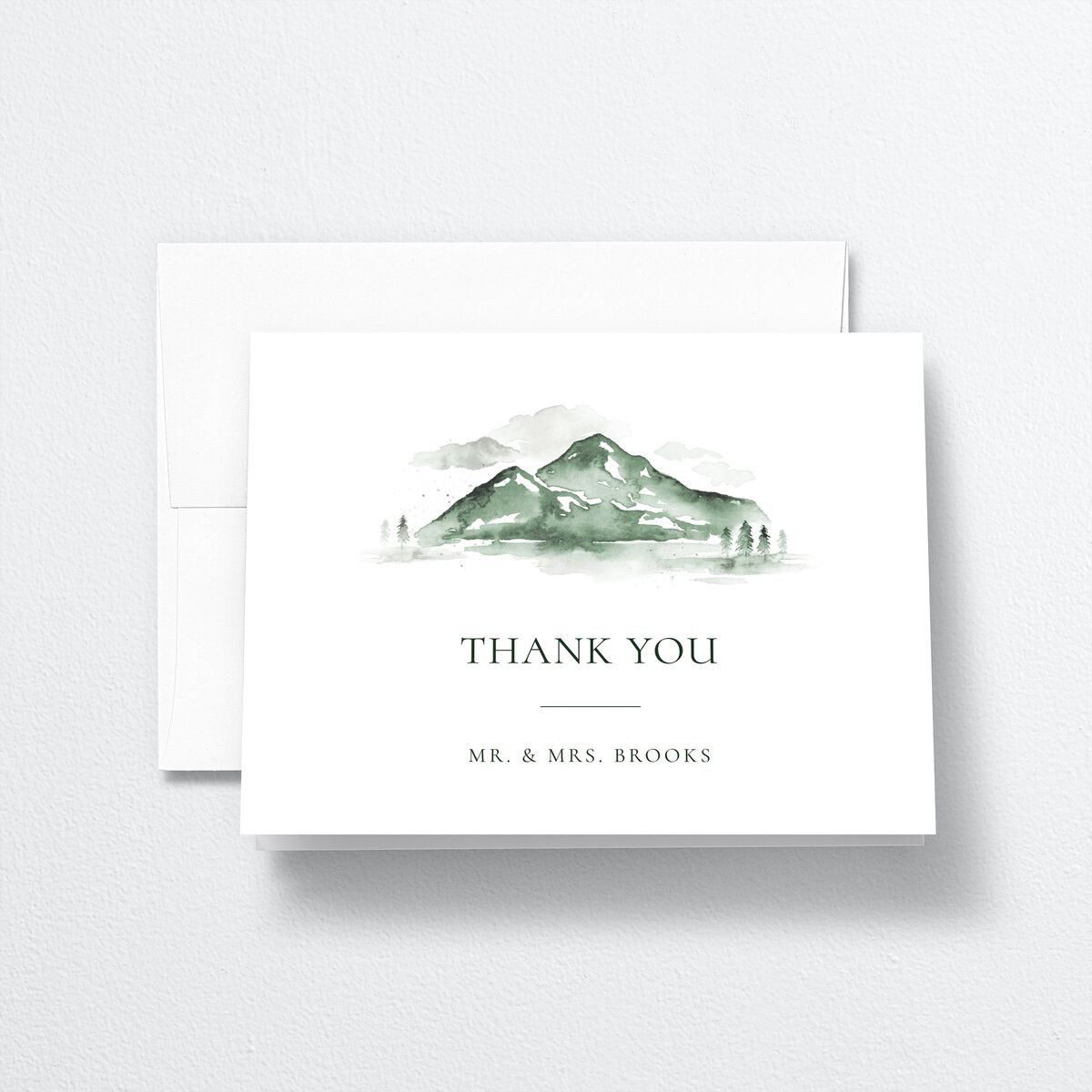 Watercolor Mountains Thank You Cards front