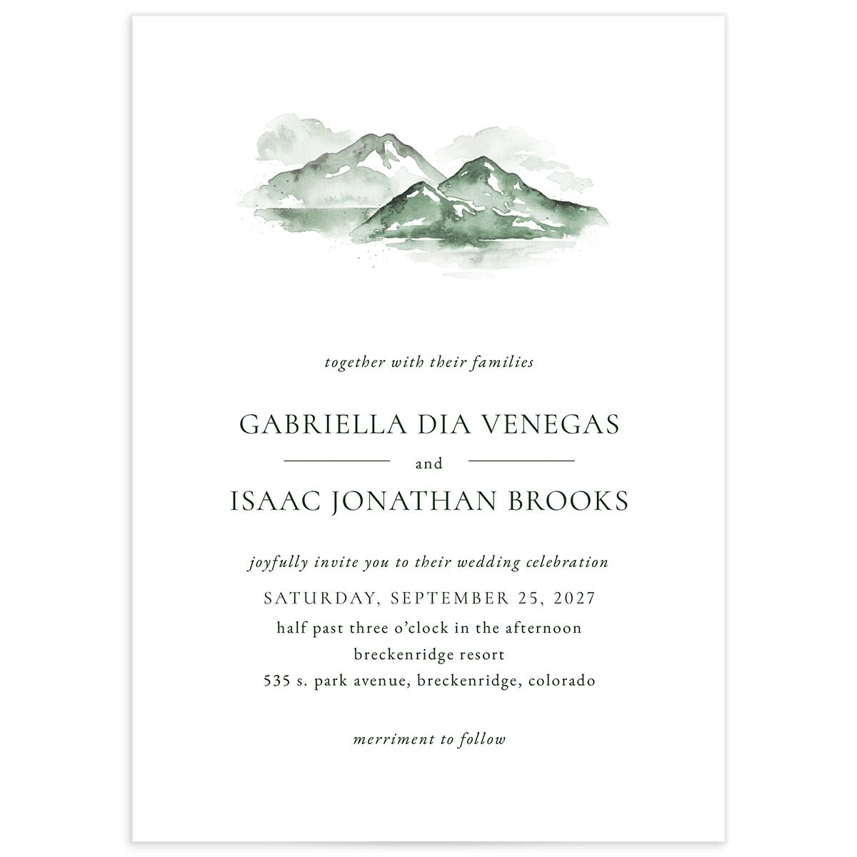 Watercolor Mountains Wedding Invitations