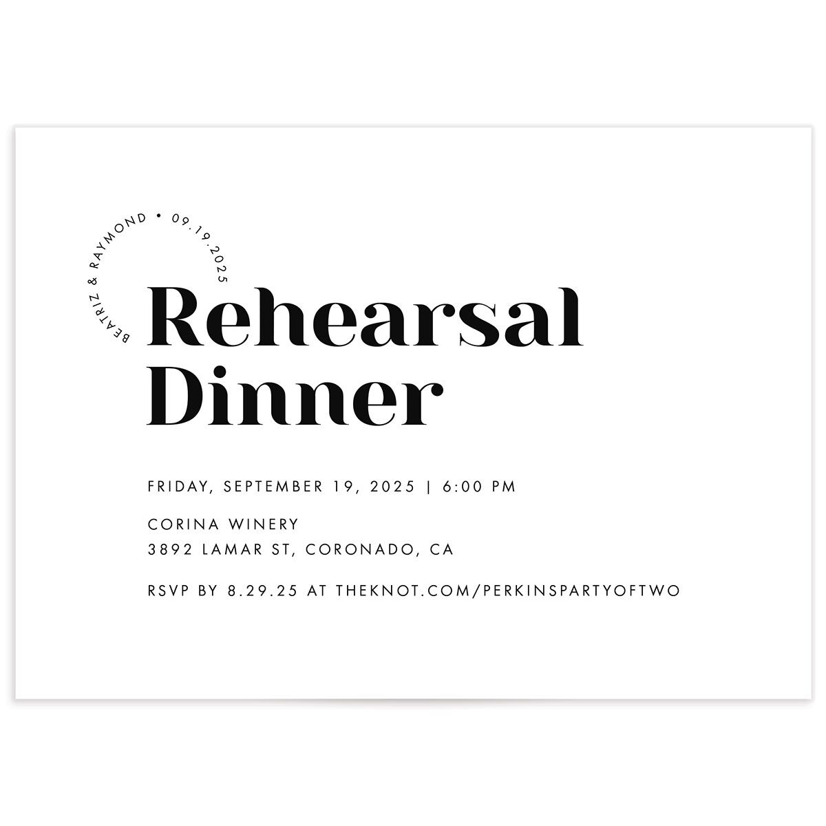 Simply Bold Rehearsal Dinner Invitations