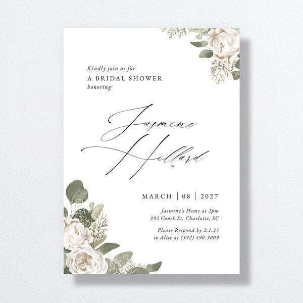 Romantic Roses Bridal Shower Invitations Off-White Signature Standard