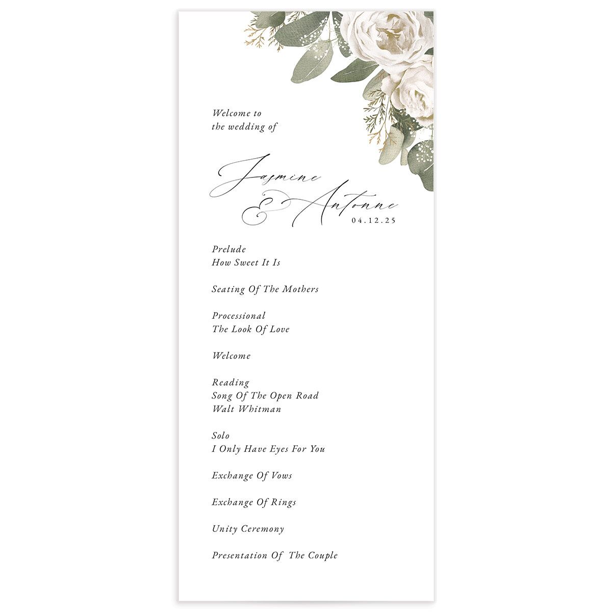 Romantic Roses Wedding Programs