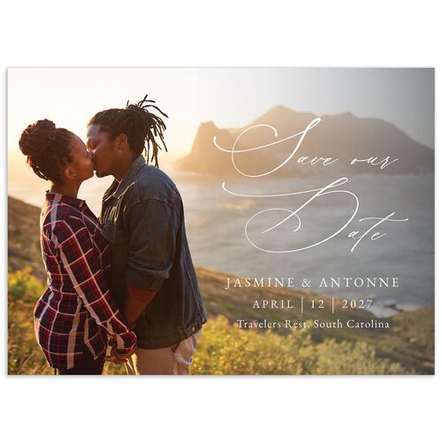 Romantic Roses Save The Date Cards Off-White Signature smooth No Standard