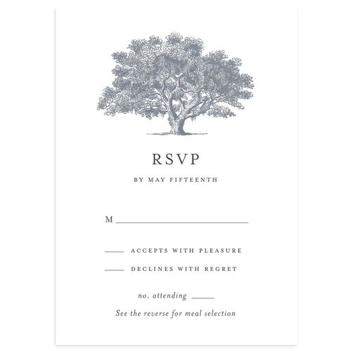 Southern Oak Tree Wedding Response Cards Dark Navy Signature Standard