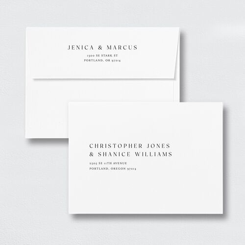 Sketched Floral Save The Date Card Envelopes White Standard Pure White Both Recipient and Return Addresses