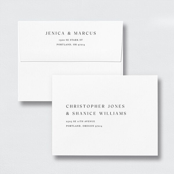 Sketched Floral Thank You Card Envelopes White Pure White Both Recipient and Return Addresses Signature Standard