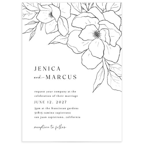 Sketched Floral Wedding Invitations Pure White Signature No