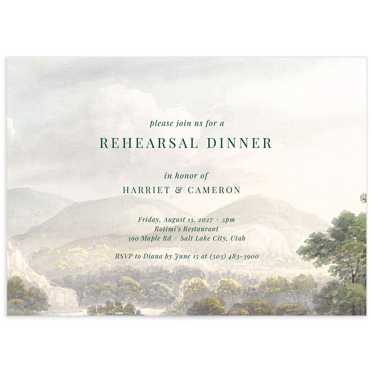 Vintage Landscape Rehearsal Dinner Invitations