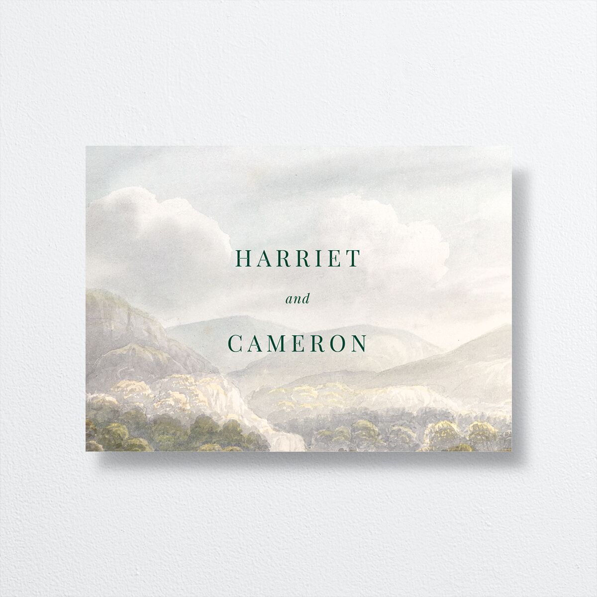 Vintage Landscape Wedding Response Cards Dark Green Signature