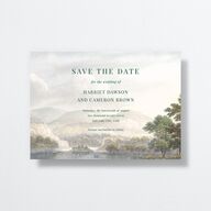 Vintage Landscape Save The Date Cards Dark Green Signature No