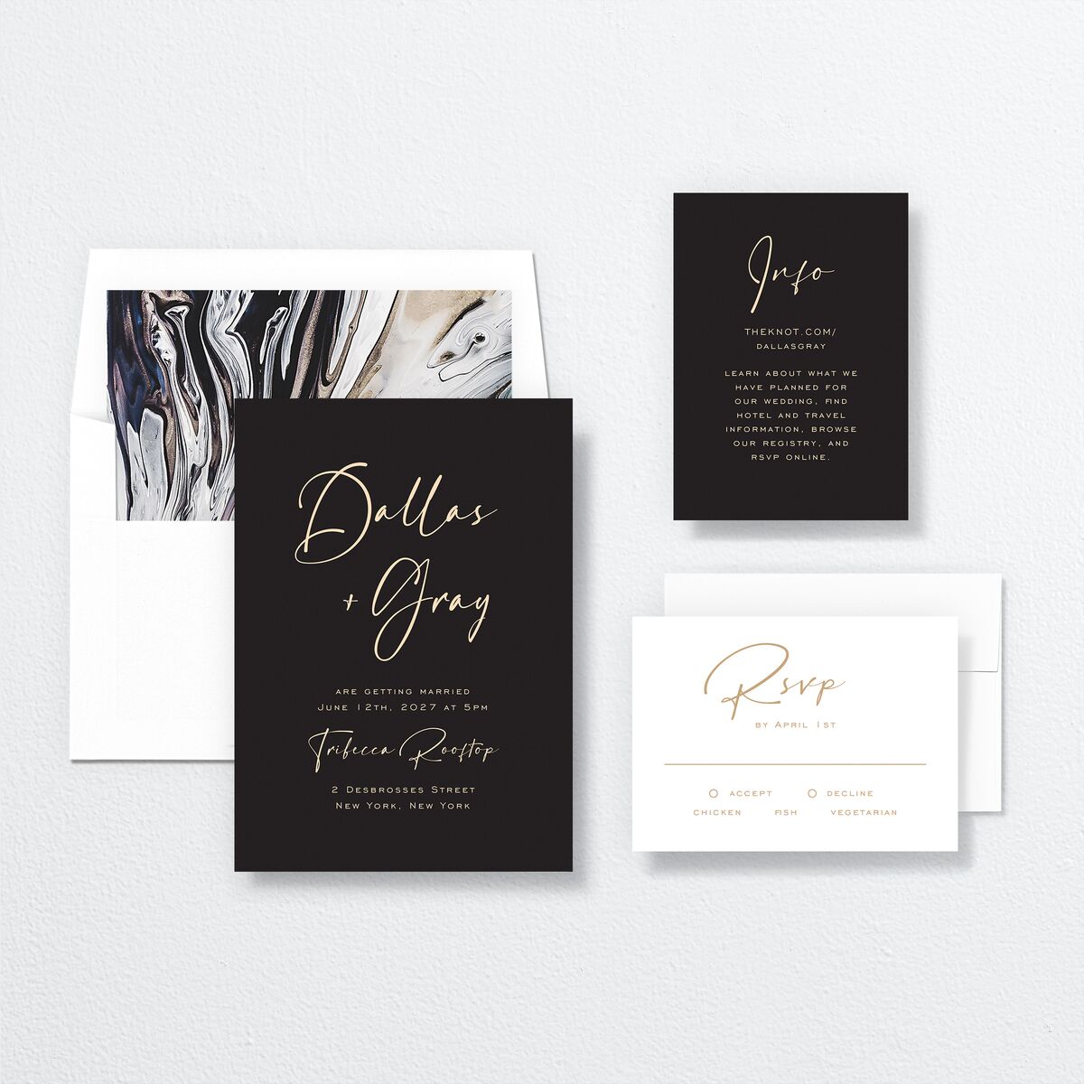 Simply Striking Wedding Invitations Midnight Signature No