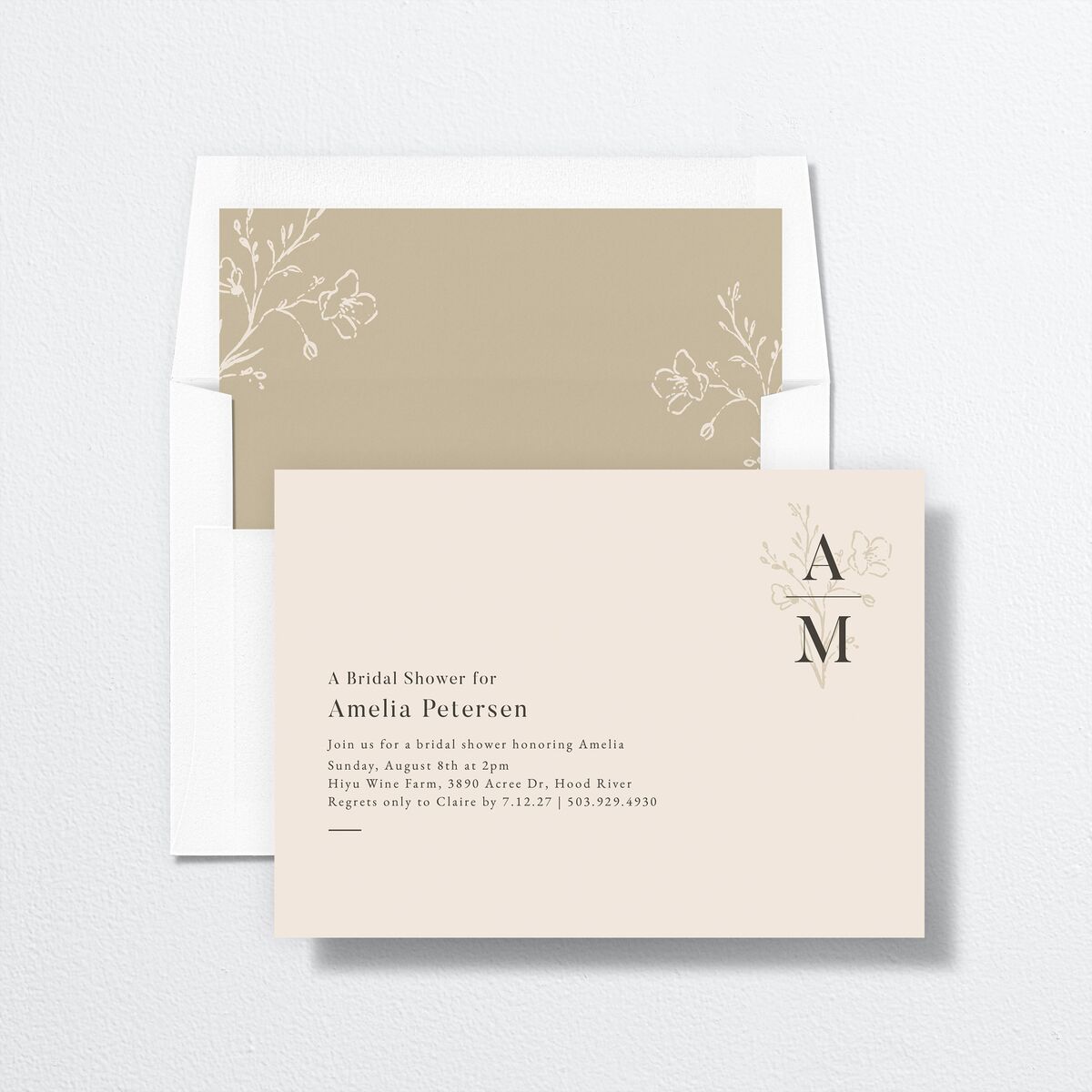 Rustic Monogram Bridal Shower Invitations Sand Signature
