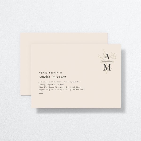 Rustic Monogram Bridal Shower Invitations Sand Signature