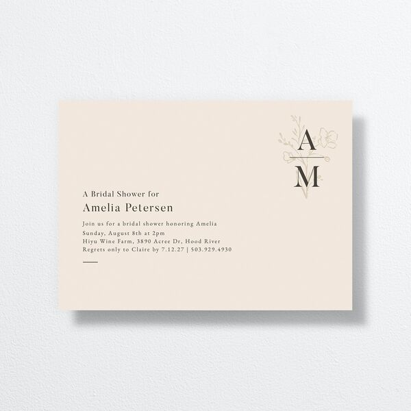 Rustic Monogram Bridal Shower Invitations Sand Signature