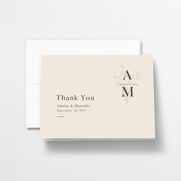 Rustic Monogram Thank You Cards Sand