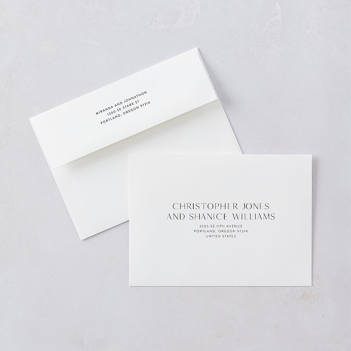 Window Gallery Save The Date Card Envelopes Pure White White Both Recipient and Return Addresses Signature Standard