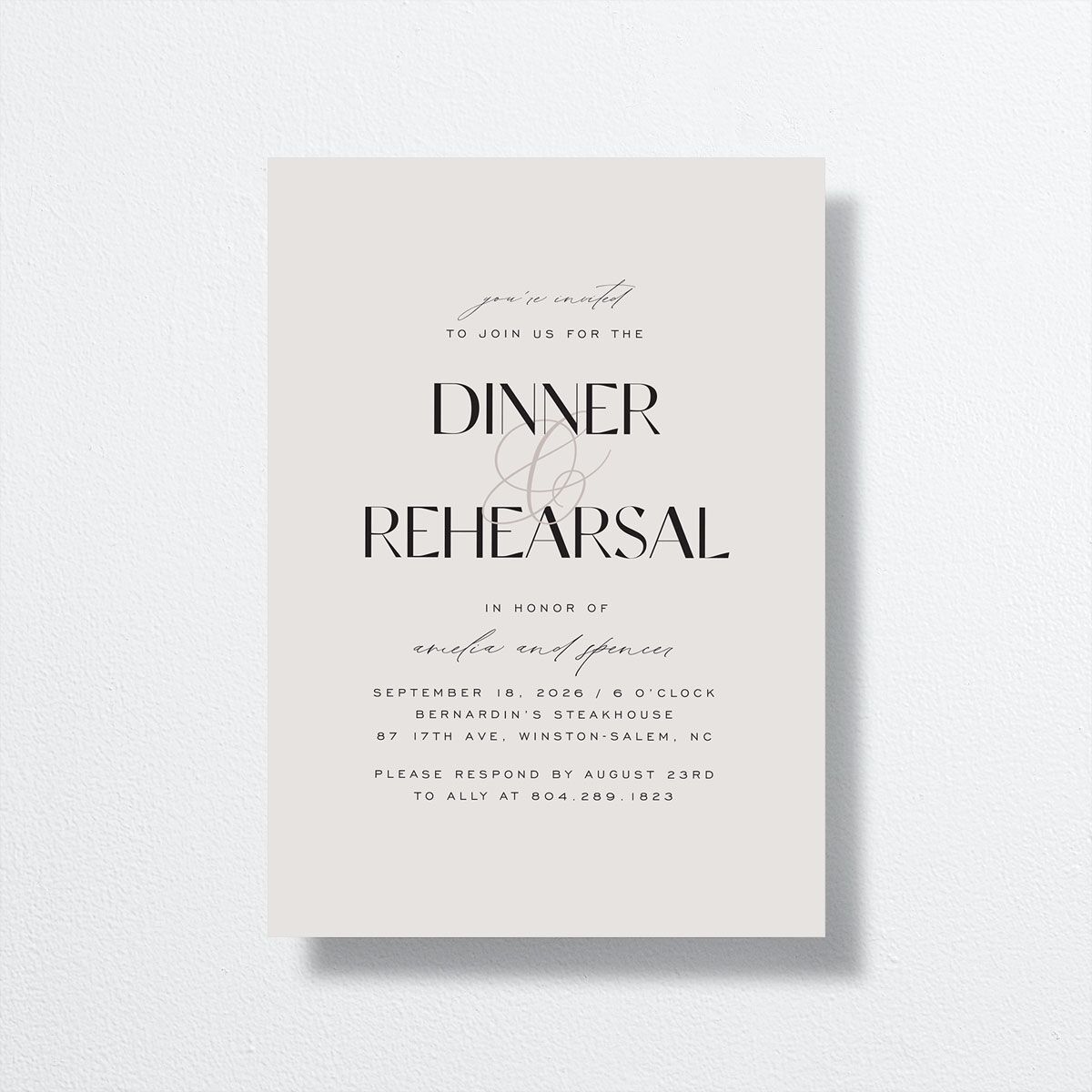 Together Rehearsal Dinner Invitations Mist Signature