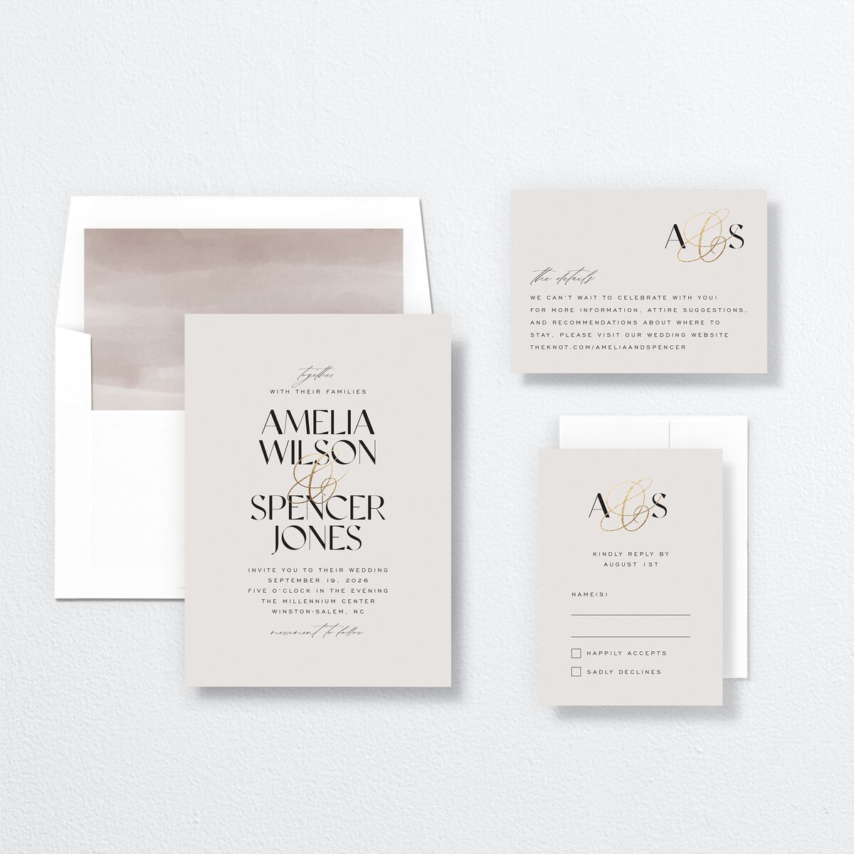 Together Wedding Invitations Gold Mist Signature No