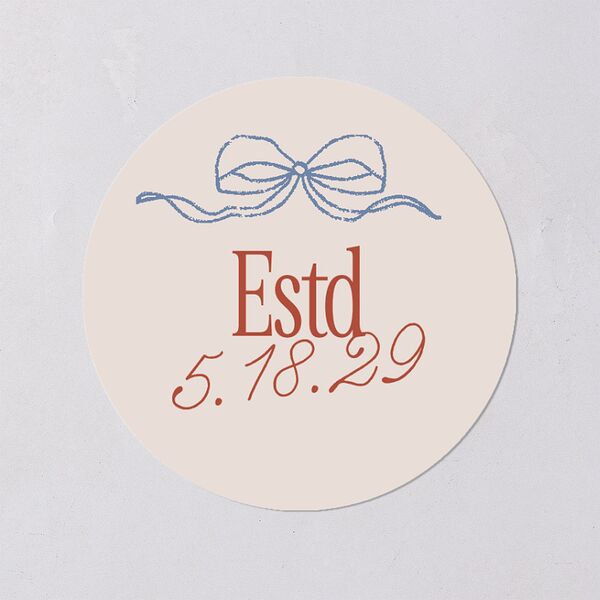 Modern Delicate Bows Wedding Stickers Jewel Red Circle