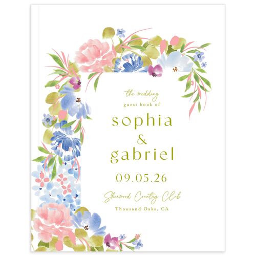 Spring Garden Wedding Guest Book Regency Blue