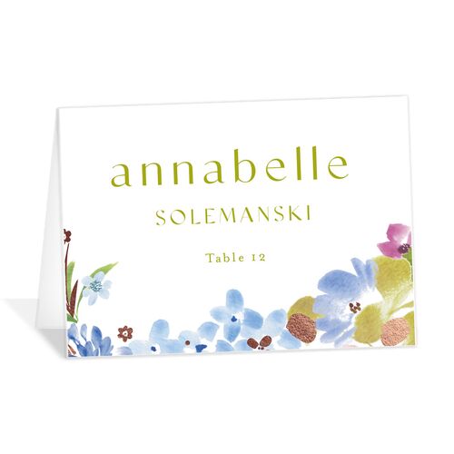 Spring Garden Place Cards Rose Gold Regency Blue Pearlescent