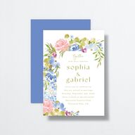 Spring Garden Wedding Invitations Gold Regency Blue Signature No