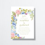 Spring Garden Wedding Invitations Gold Regency Blue Signature No