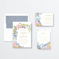 Spring Garden Wedding Invitations Gold Regency Blue Signature No