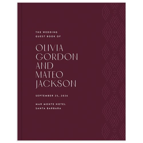 Boho Texture Wedding Guest Book Bordeaux