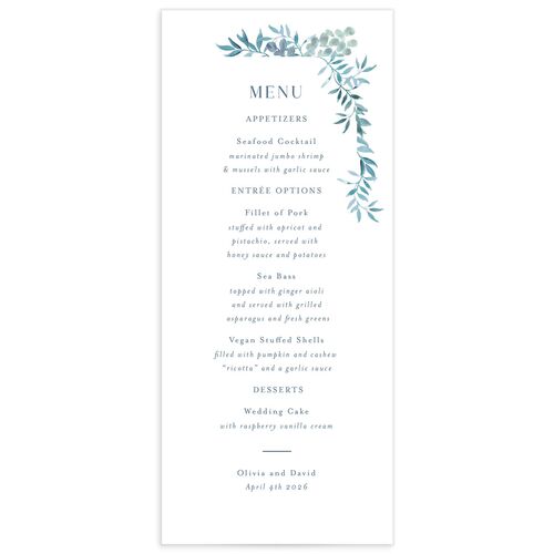 Vines Menus Moody Blue Signature smooth