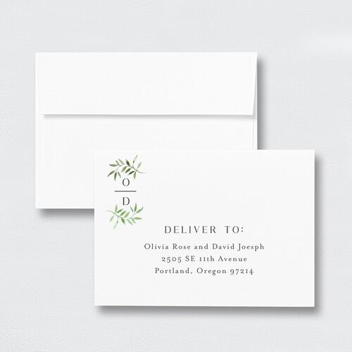 Vines Wedding Response Card Standard Envelopes White Standard Medieval Grey Return Address Signature